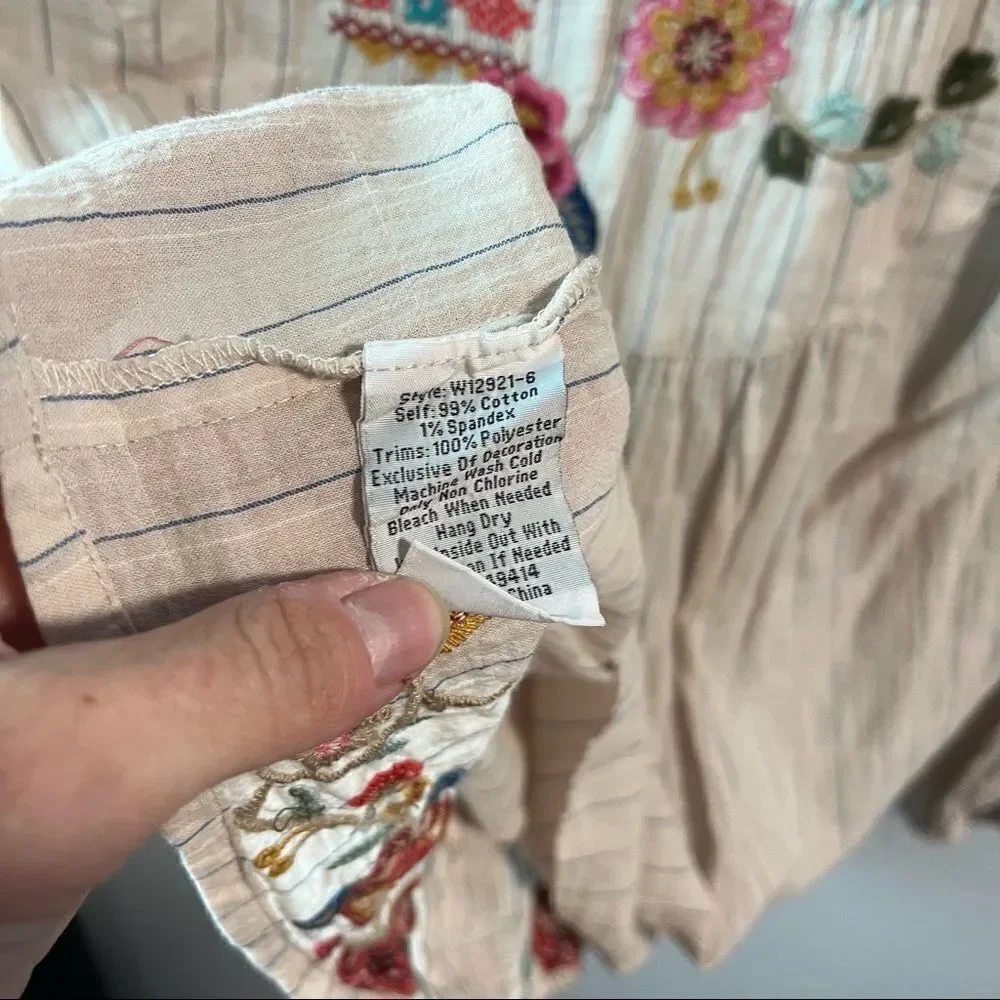 Johnny Was Cotton Eilona Embroidered Blouse - Picture 9 of 10